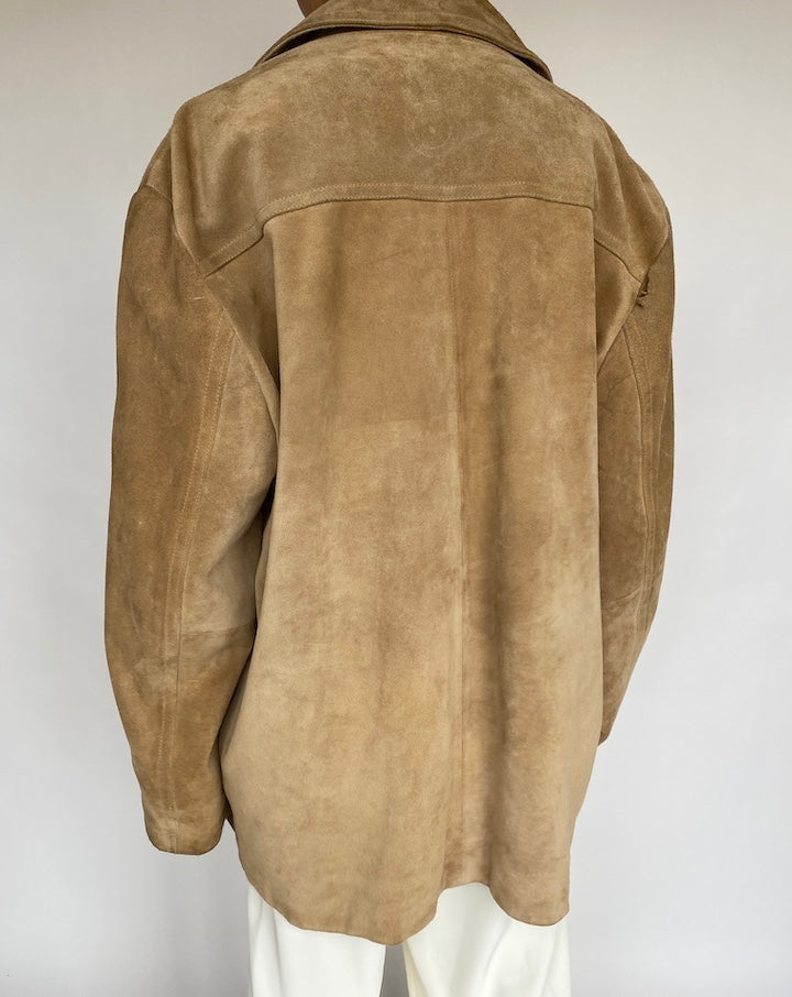 VINTAGE OVERSIZED BEAUTIFUL BEIGE SUEDE JACKET 743-2