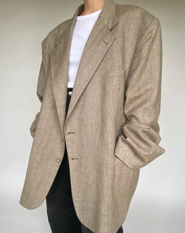 VINTAGE OVERSIZED BEIGE BLAZER 530-3