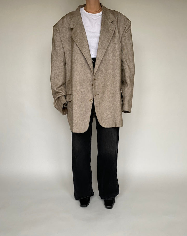 VINTAGE OVERSIZED BEIGE BLAZER 530-7