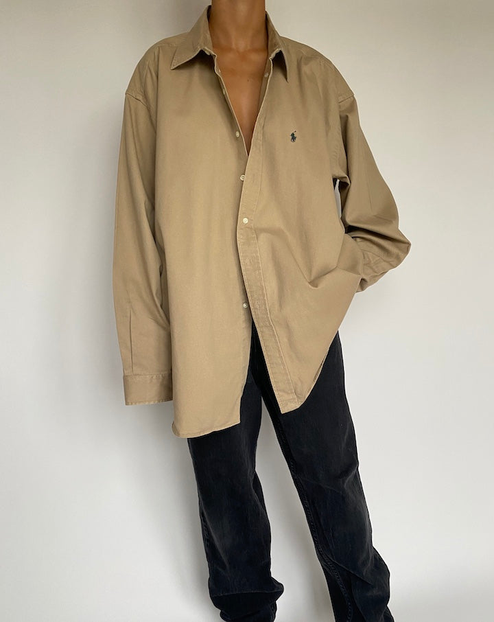 VINTAGE OVERSIZED BEIGE RALPH LAUREN SHIRT 1444-2