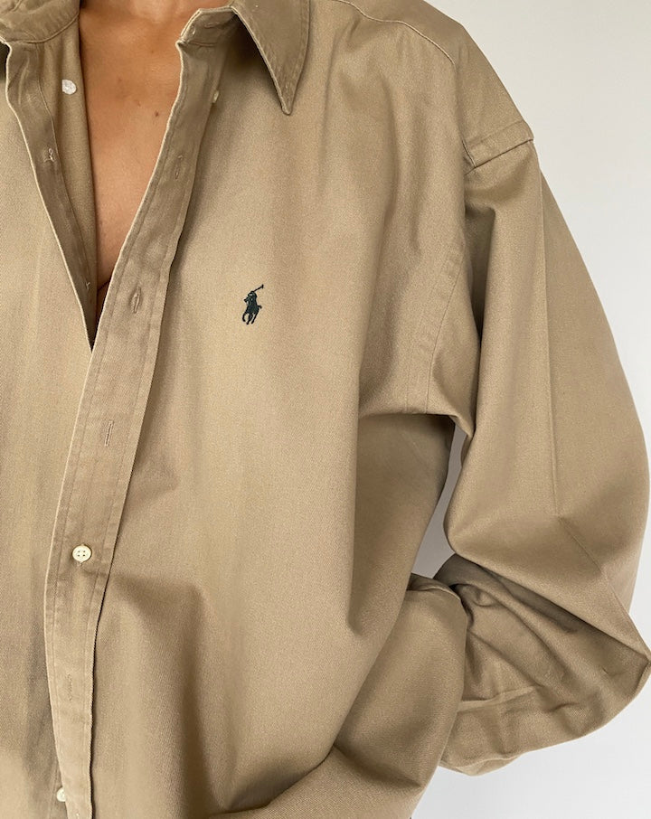 VINTAGE OVERSIZED BEIGE RALPH LAUREN SHIRT 1444-3