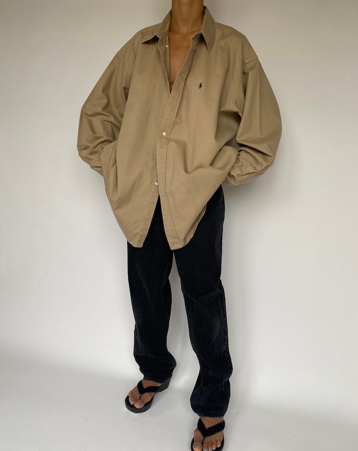 VINTAGE OVERSIZED BEIGE RALPH LAUREN SHIRT 1444-4