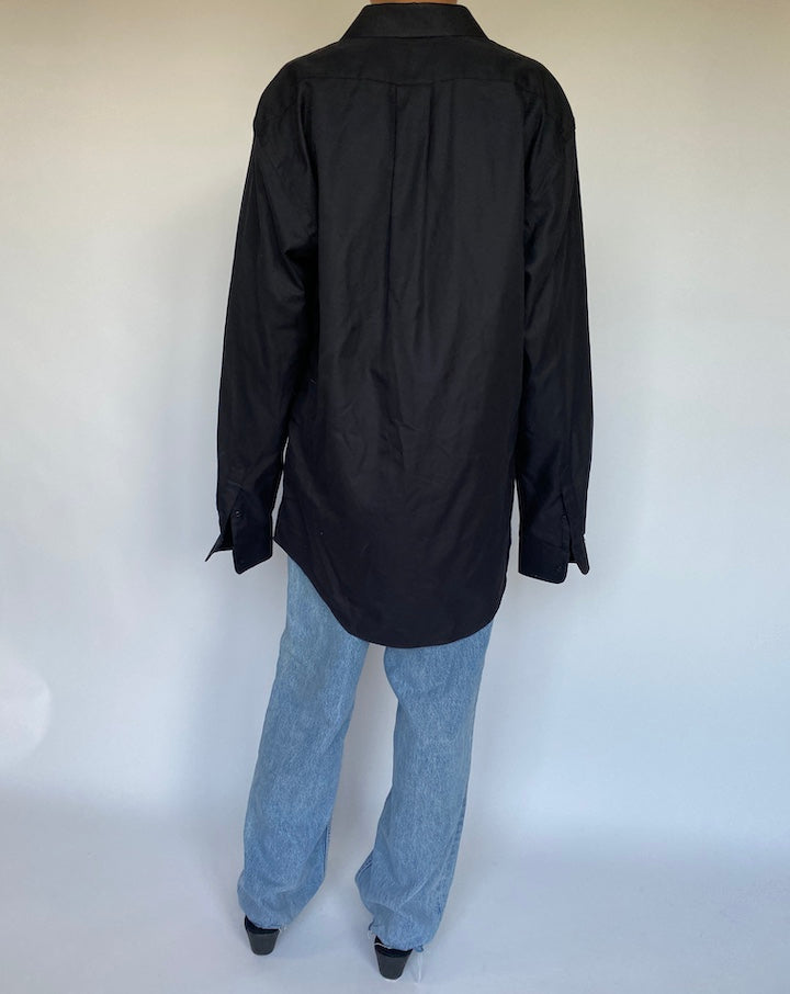 VINTAGE OVERSIZED BLACK BUTTON DOWN SHIRT 1070-2