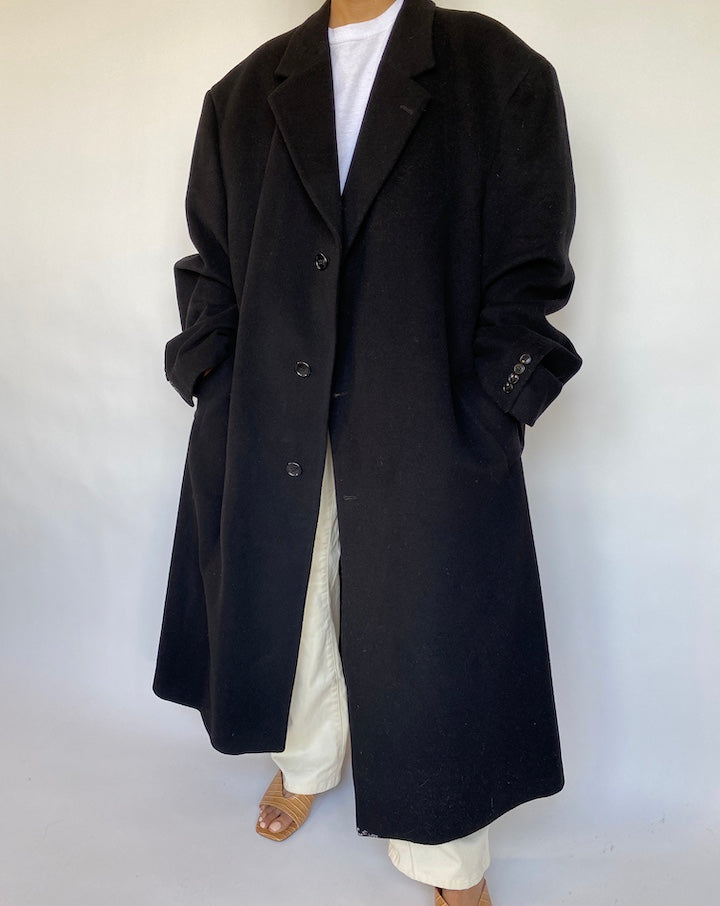 VINTAGE OVERSIZED BLACK COAT 629-3