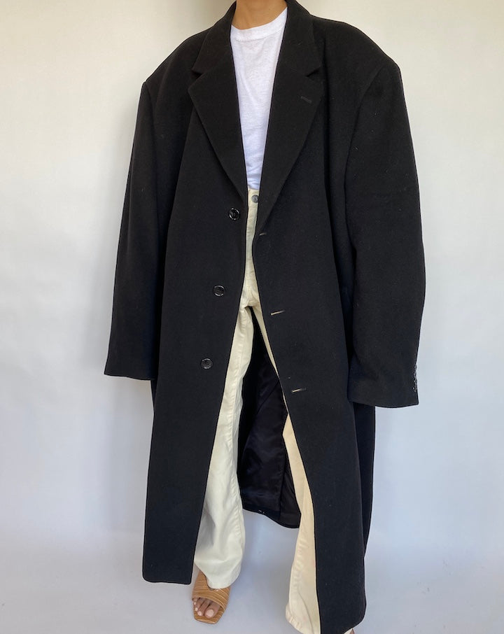 VINTAGE OVERSIZED BLACK COAT 629-4