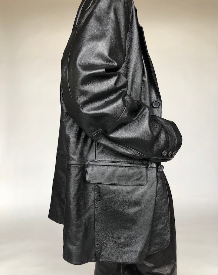 VINTAGE OVERSIZED BLACK LEATHER JACKET 144 5