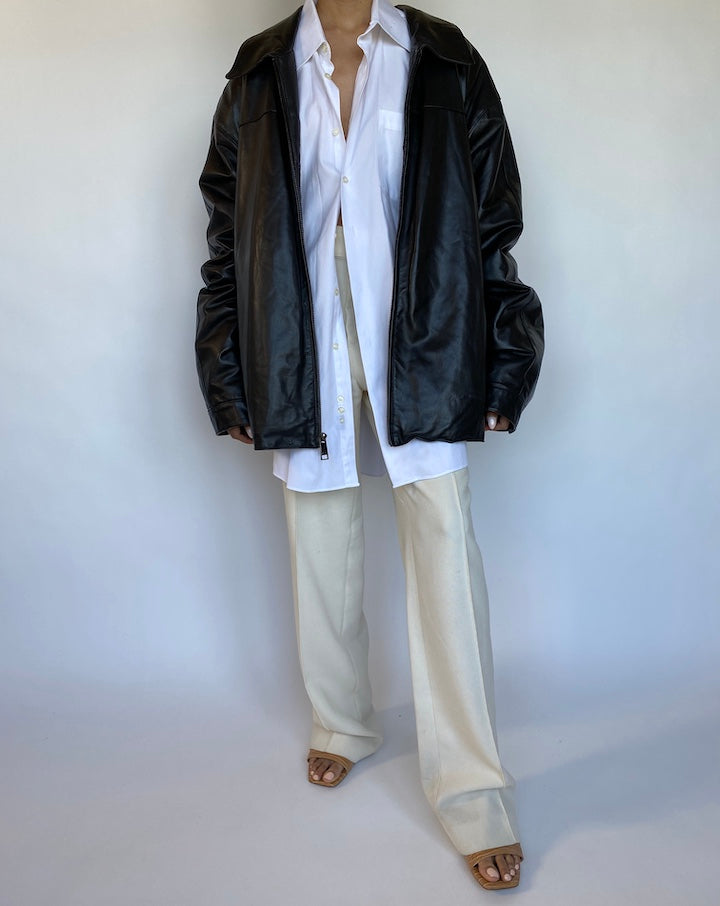 VINTAGE OVERSIZED BLACK LEATHER JACKET 572