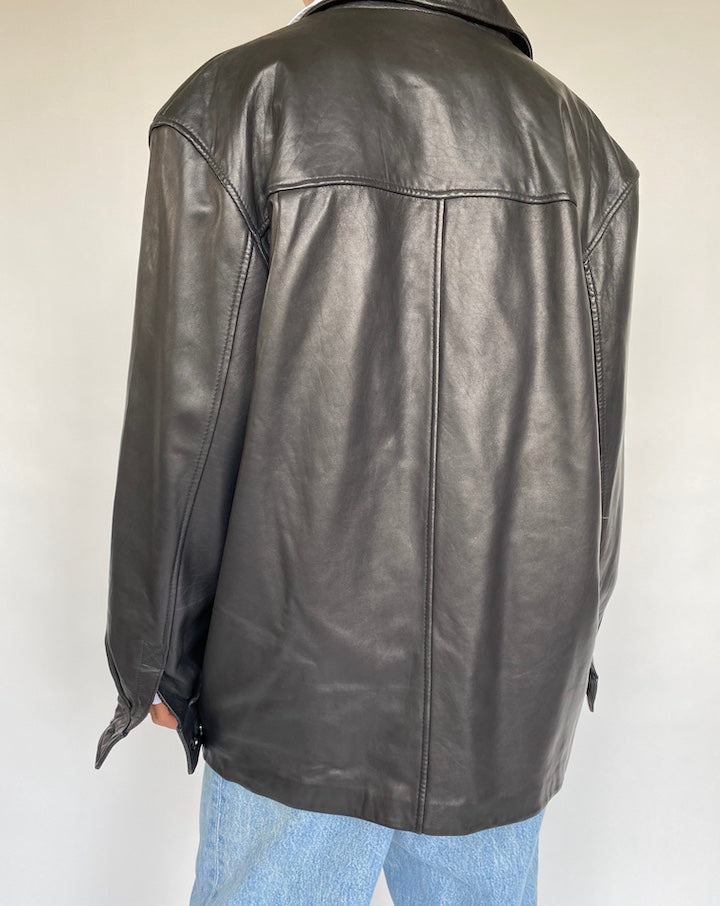 VINTAGE OVERSIZED BLACK LEATHER JACKET 725-2
