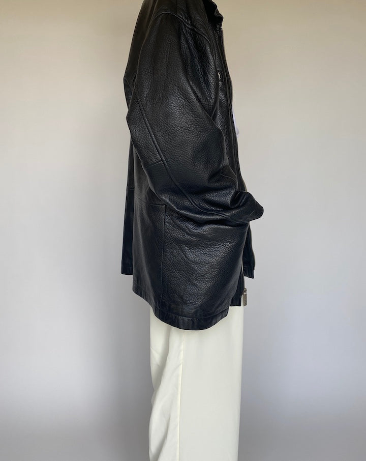 VINTAGE OVERSIZED BLACK LEATHER JACKET 869-3