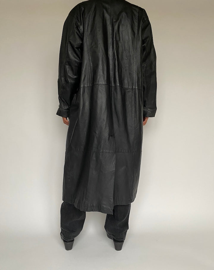 VINTAGE OVERSIZED BLACK TRENCH COAT 1430-2