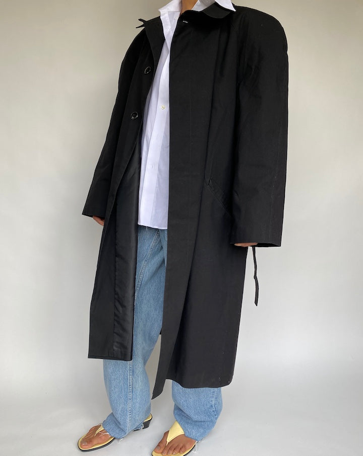 VINTAGE OVERSIZED BLACK TRENCH COAT 728-2