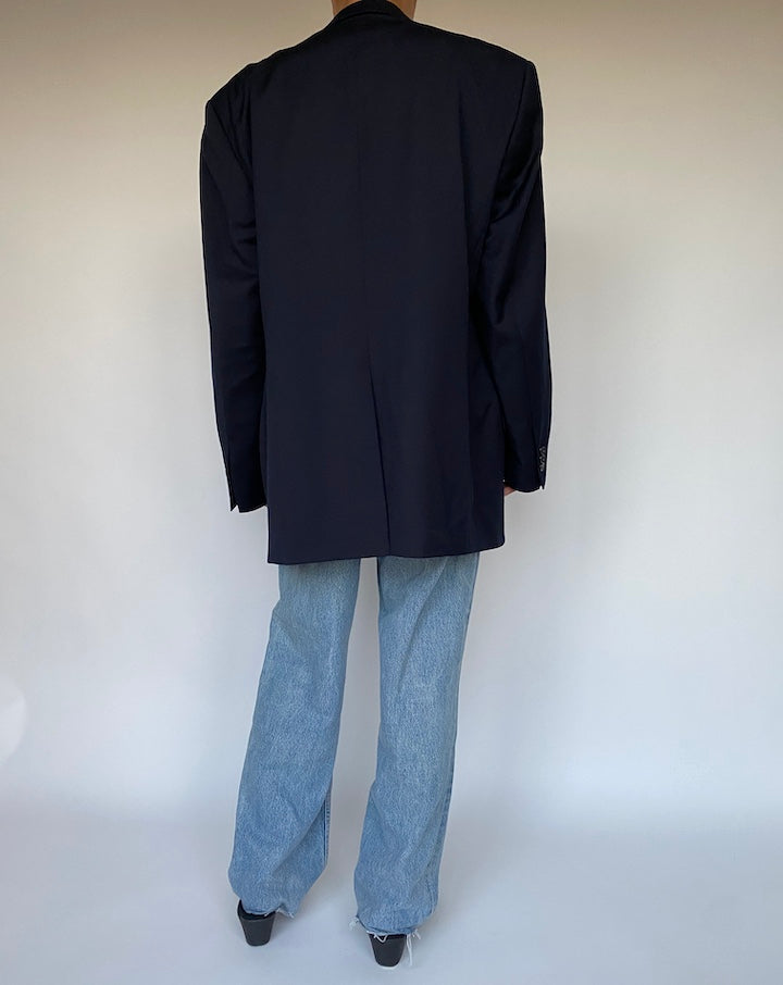 VINTAGE OVERSIZED BLACK WOOL BLAZER 1054-2