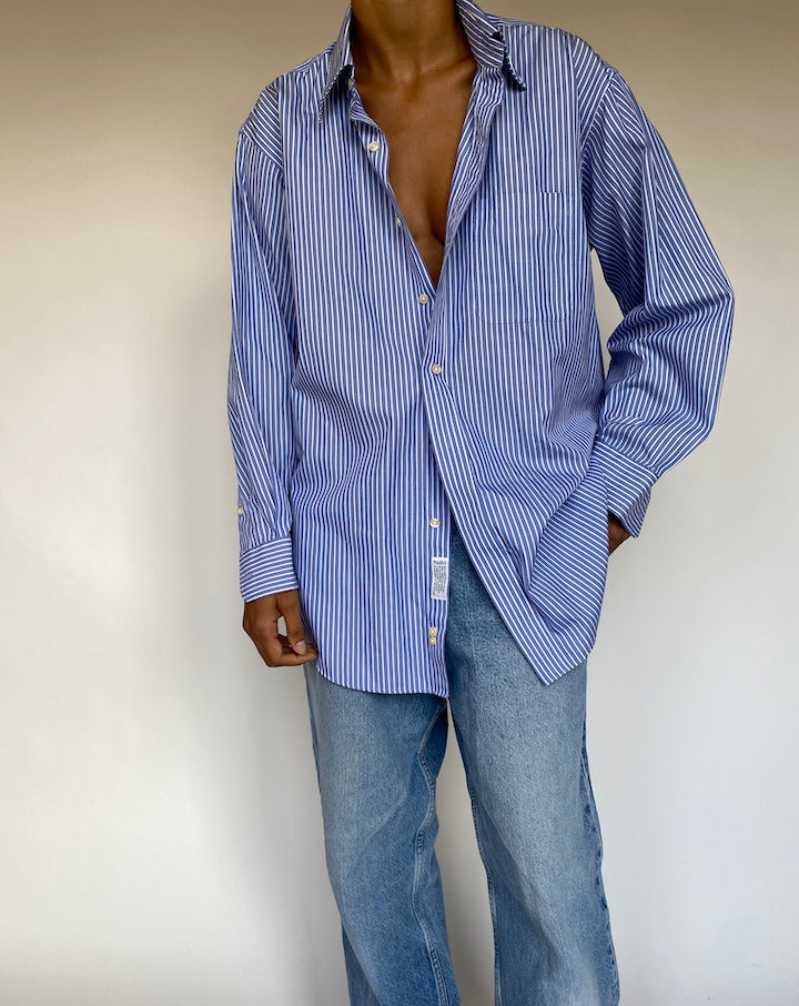 VINTAGE OVERSIZED BLUE STRIPED OVERSIZED SHIRT 1353-2