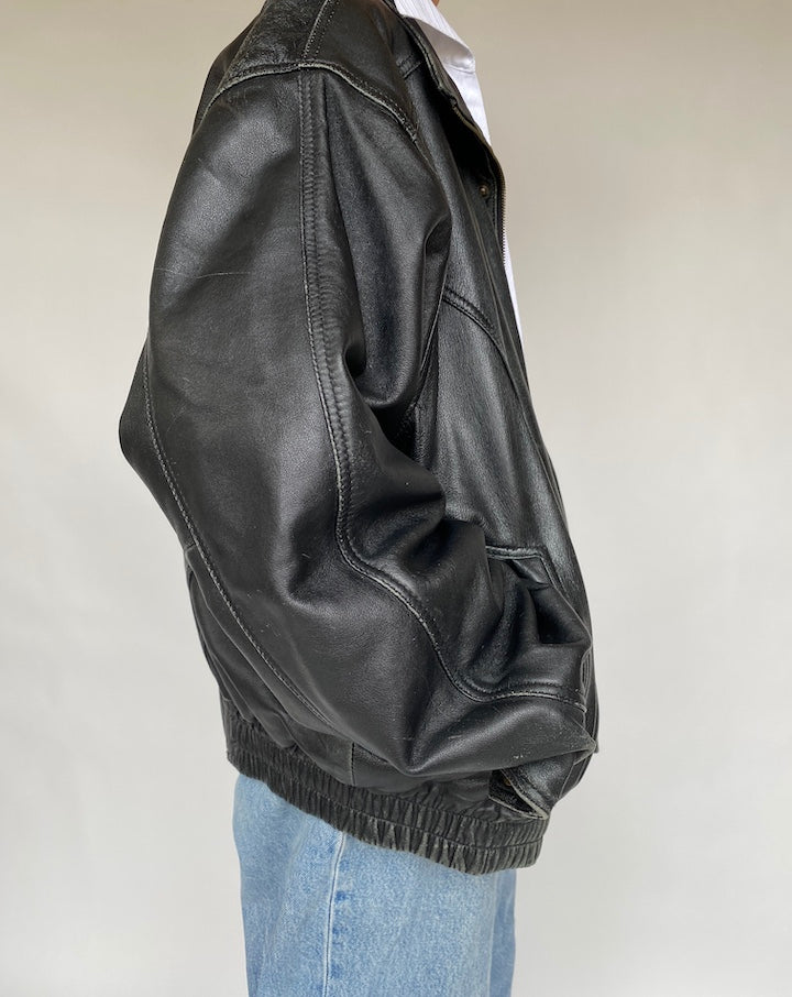 VINTAGE OVERSIZED BOXY LEATHER JACKET 660-3
