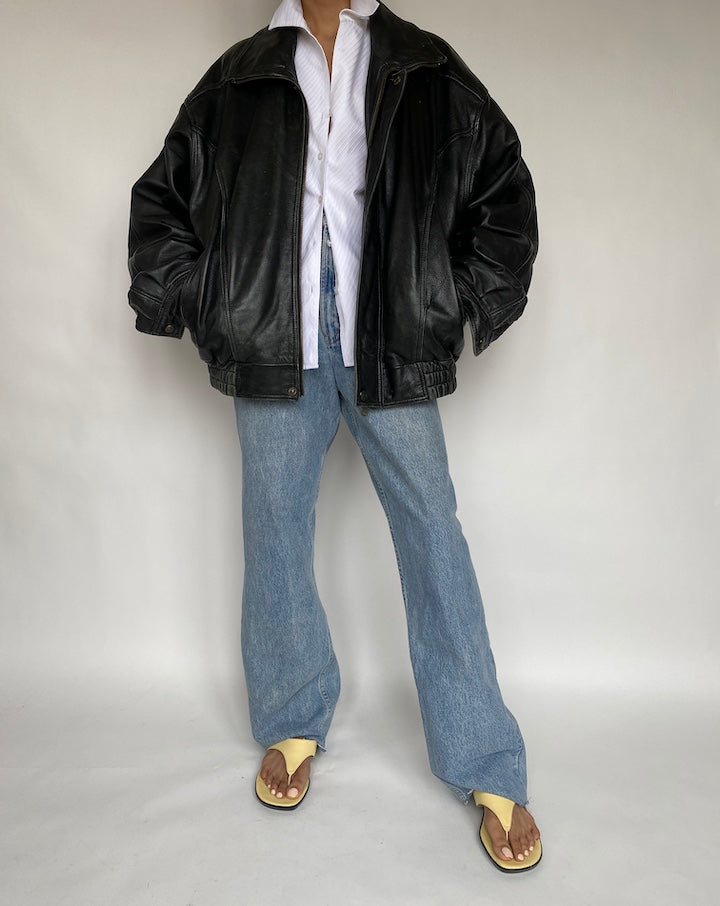 VINTAGE OVERSIZED BOXY LEATHER JACKET 660-5