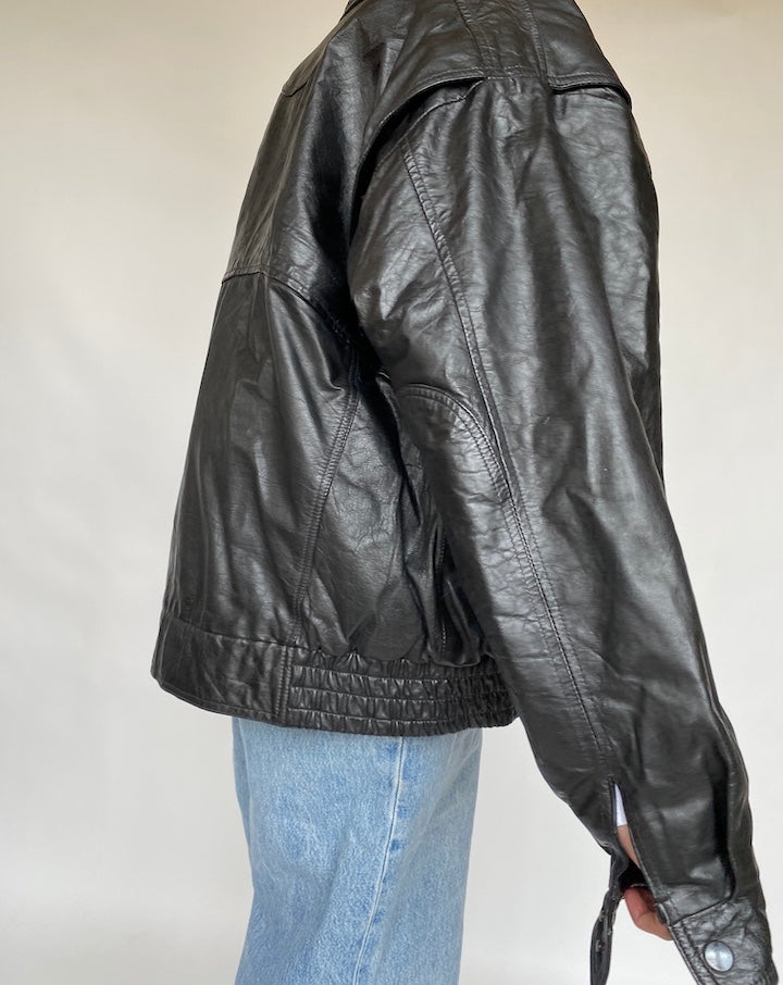 VINTAGE OVERSIZED BOXY LEATHER JACKET 665-2