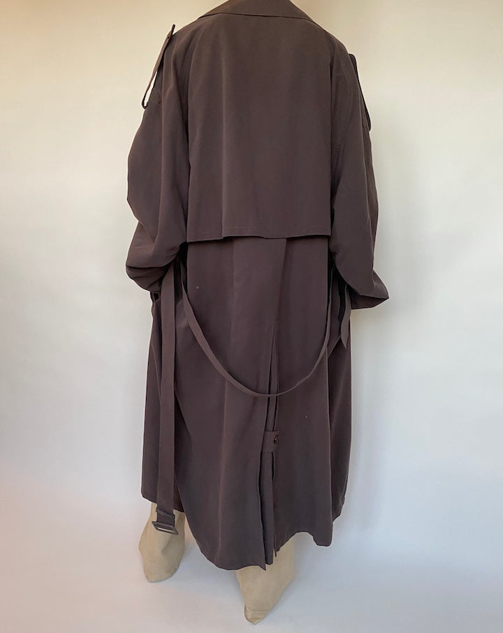 VINTAGE OVERSIZED BROWN LONG TRENCH COAT 581-3