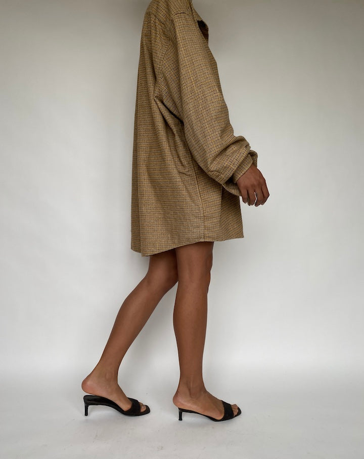 VINTAGE OVERSIZED BROWN PLAID SHIRT-DRESS 812-3