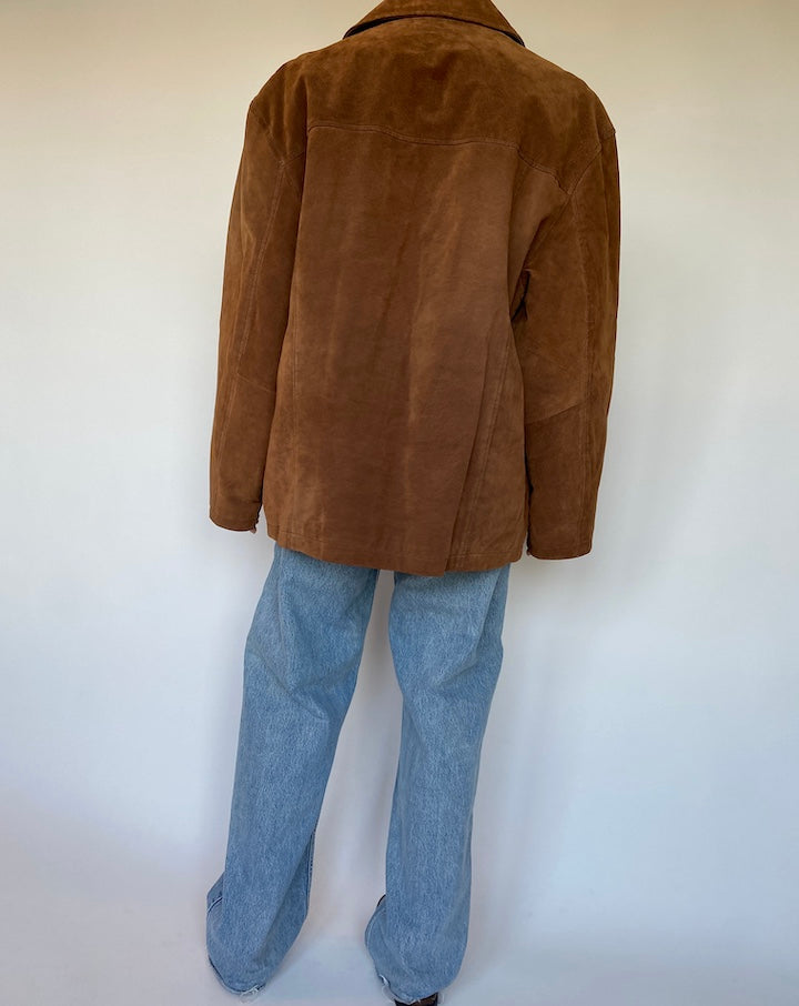 VINTAGE OVERSIZED BROWN SUEDE LEATHER JACKET 1476-2