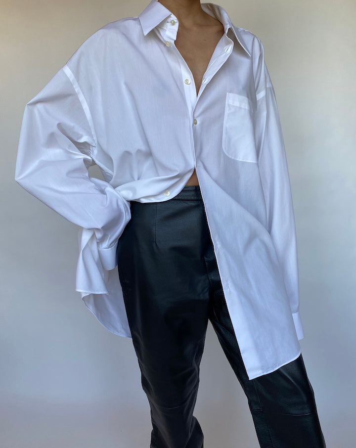 VINTAGE OVERSIZED CRISP WHITE SHIRT 554-3