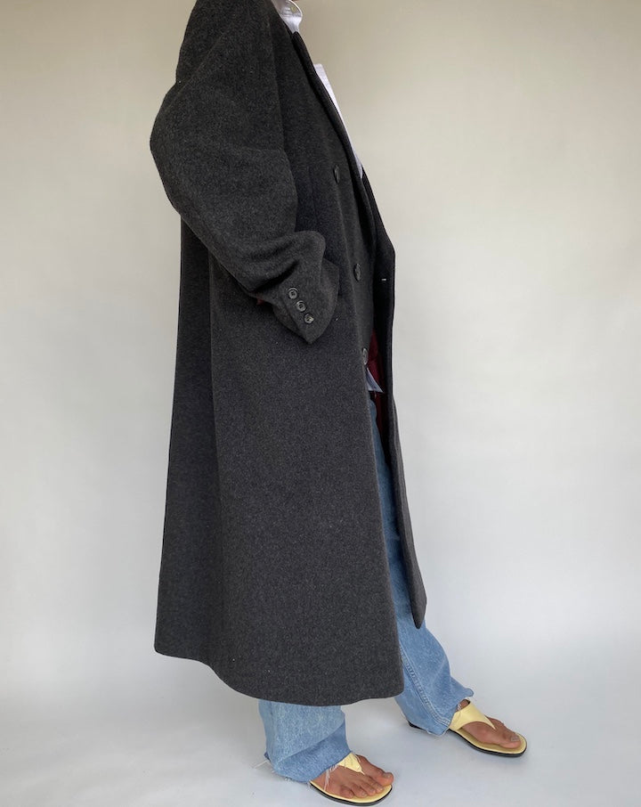 VINTAGE OVERSIZED DARK GREY COAT 729-3
