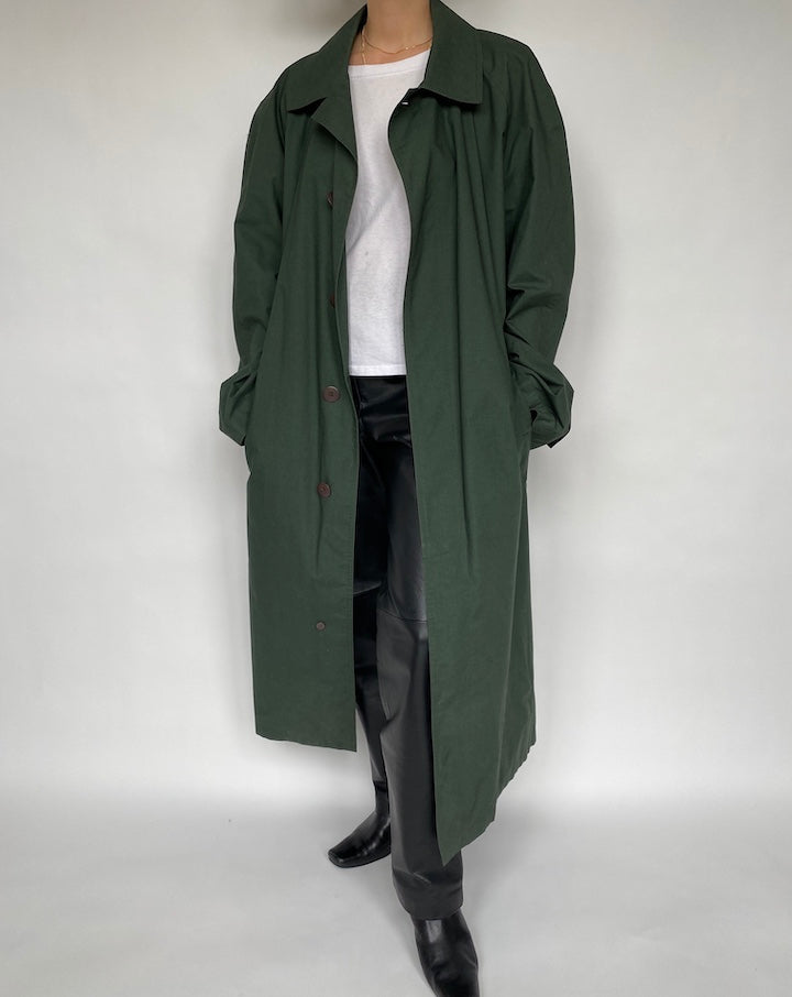 VINTAGE OVERSIZED GREEN TRENCH COAT 471 2