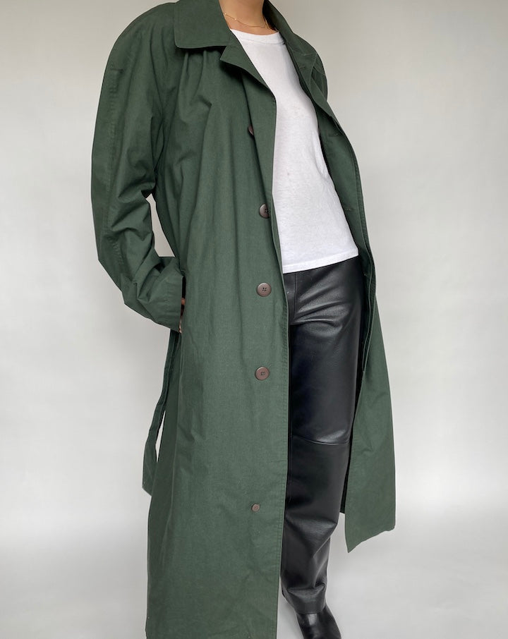 VINTAGE OVERSIZED GREEN TRENCH COAT 471 5
