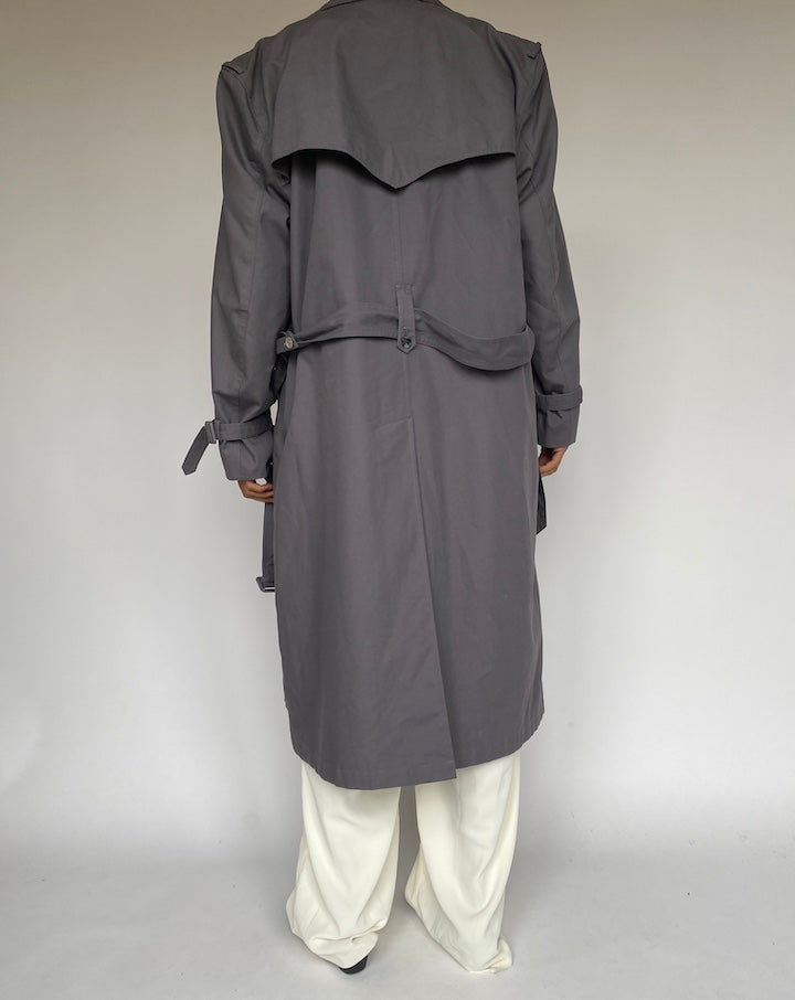 VINTAGE OVERSIZED GREY TRENCH COAT 1264-2