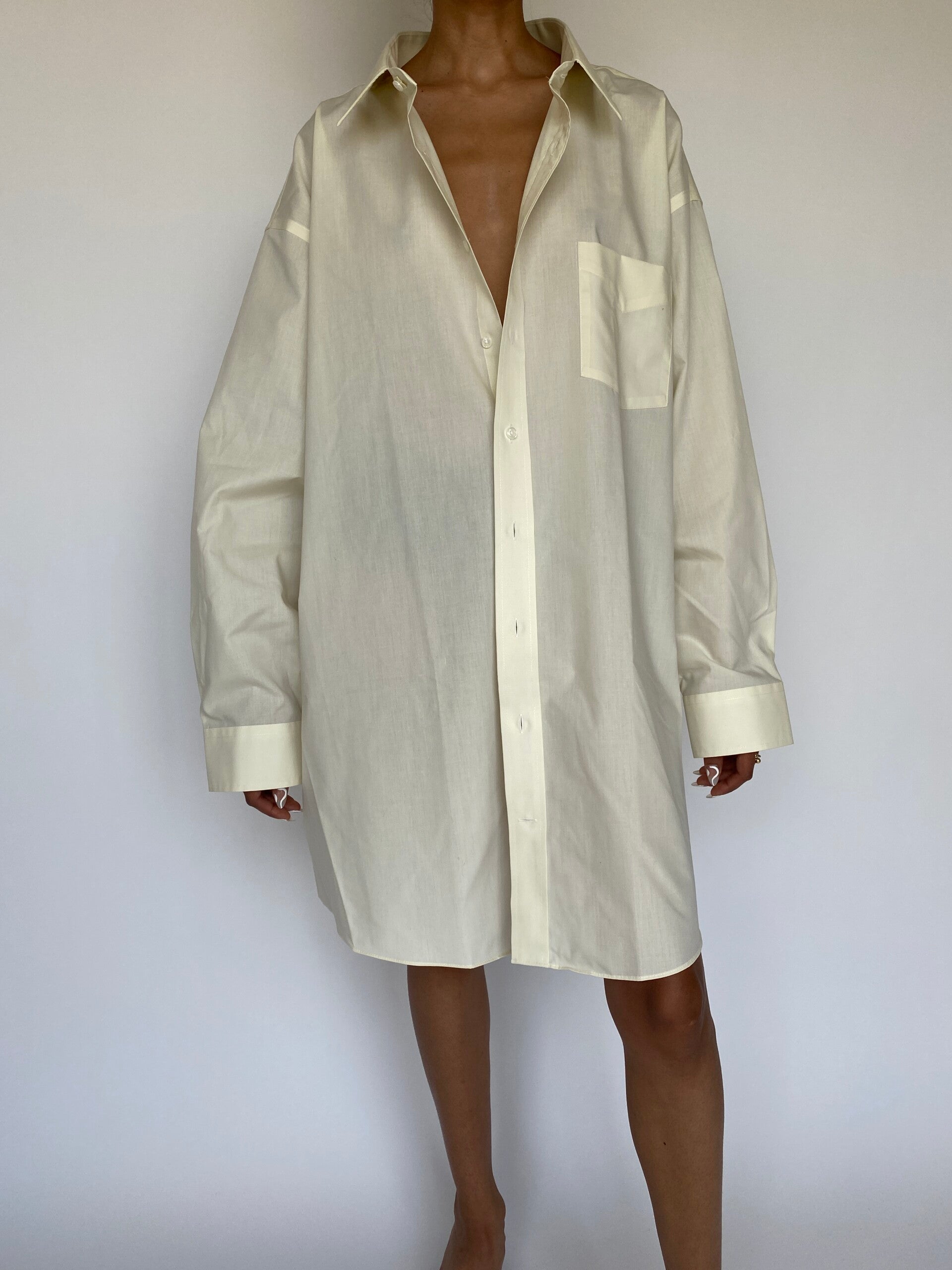 VINTAGE OVERSIZED IVORY SHIRT DRESS 884-2