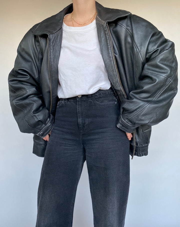 VINTAGE OVERSIZED LEATHER JACKET 472-2