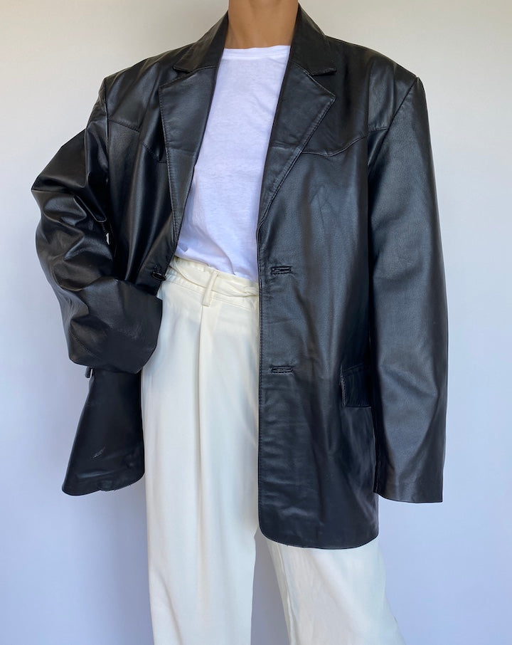 VINTAGE OVERSIZED LEATHER JACKET 948-3