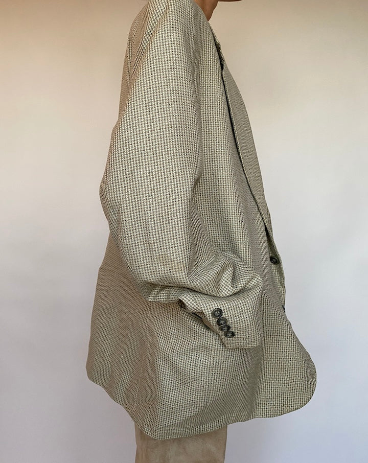 VINTAGE OVERSIZED LIGHT BEIGE BLAZER 580-2