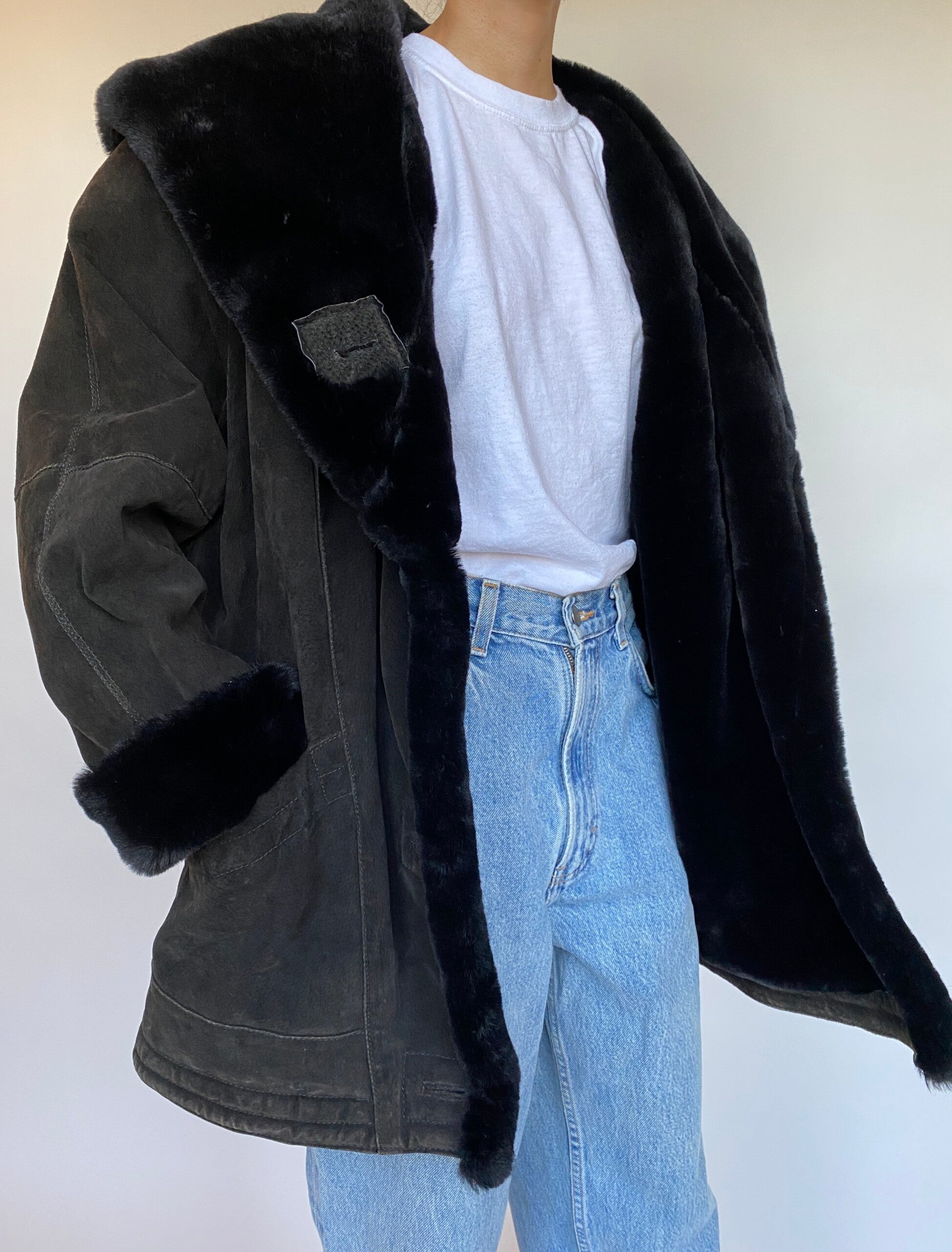 VINTAGE OVERSIZED SUEDE LEATHER JACKET 542-3