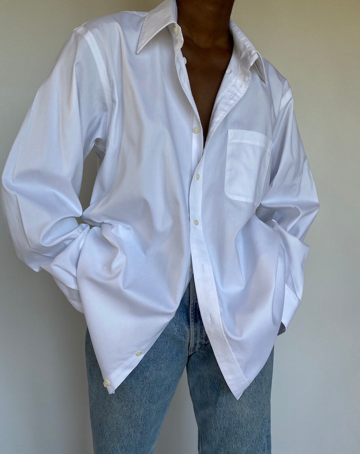 VINTAGE OVERSIZED WHITE BUTTON DOWN SHIRT 1158-3