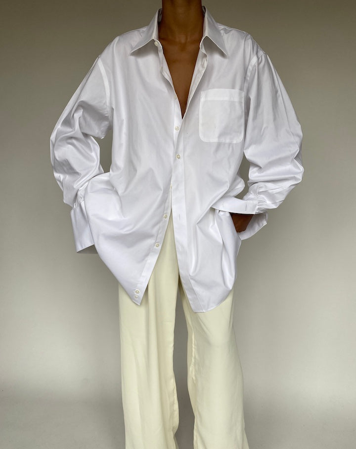 VINTAGE OVERSIZED WHITE COTTON SHIRT 1259-3