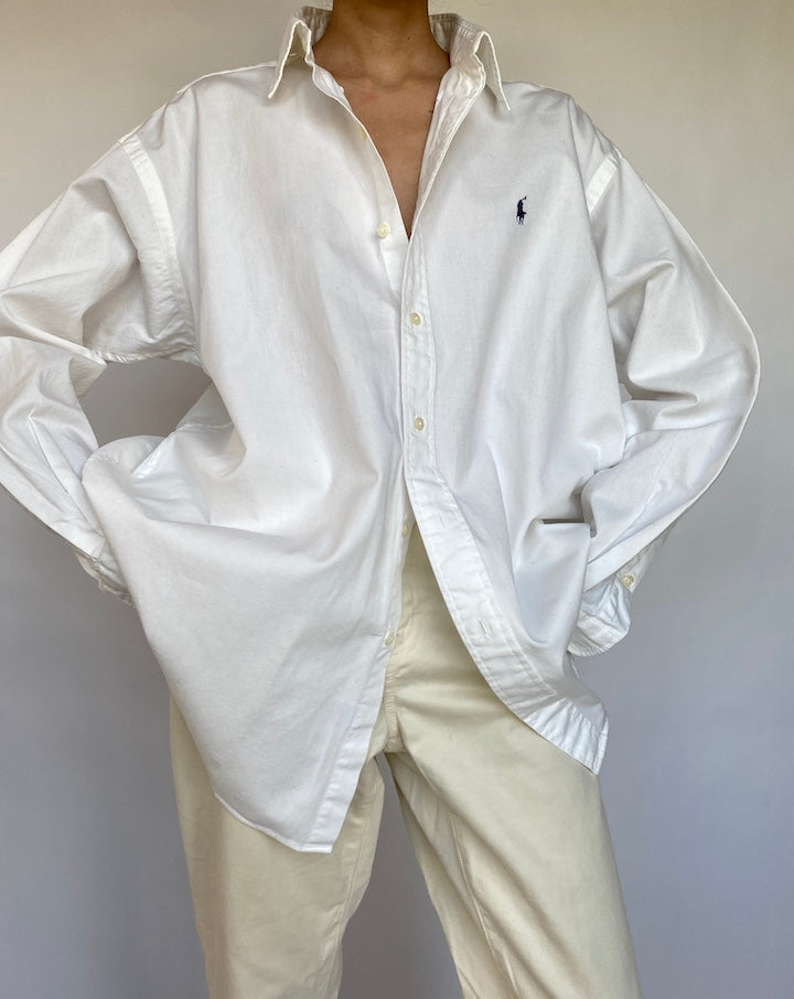 VINTAGE OVERSIZED WHITE RALPH LAUREN SHIRT 623-3