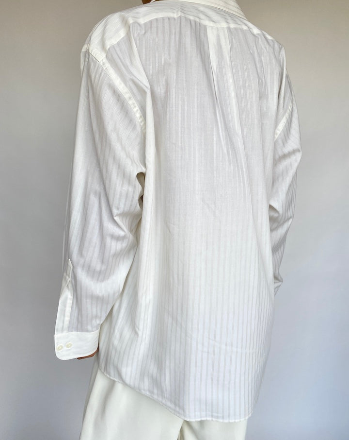 VINTAGE OVERSIZED WHITE STRIPED SHIRT 756-2