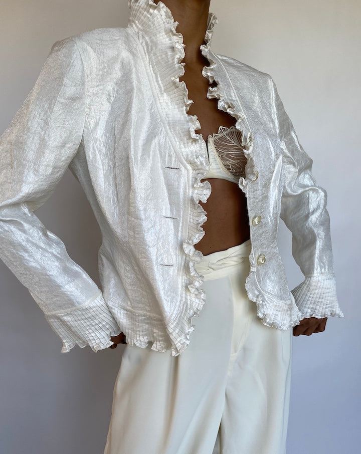 VINTAGE PEARL WHITE THIN JACKET 702-4