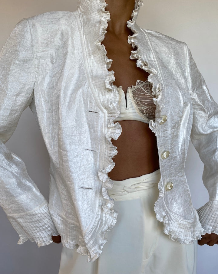 VINTAGE PEARL WHITE THIN JACKET 702-5