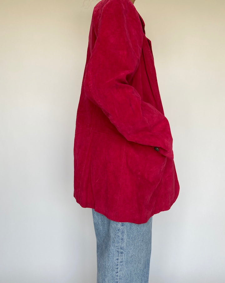 VINTAGE PINK SUEDE LEATHER JACKET 888-3