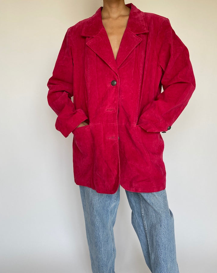 VINTAGE PINK SUEDE LEATHER JACKET 888-4