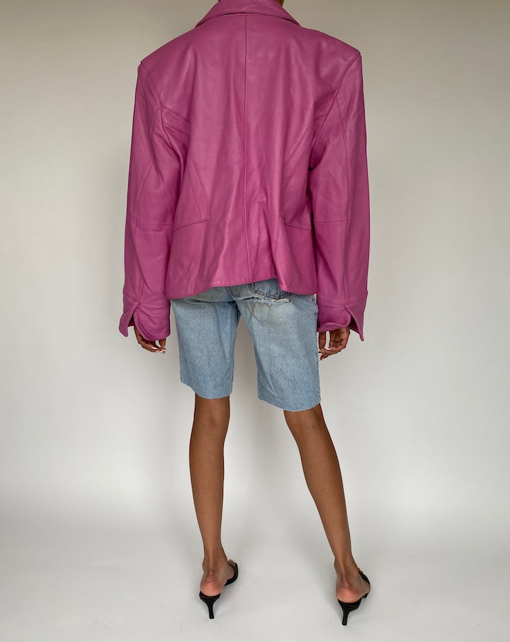VINTAGE PURPLE LEATHER JACKET 829-2