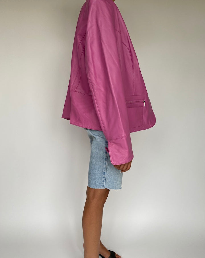 VINTAGE PURPLE LEATHER JACKET 829-3