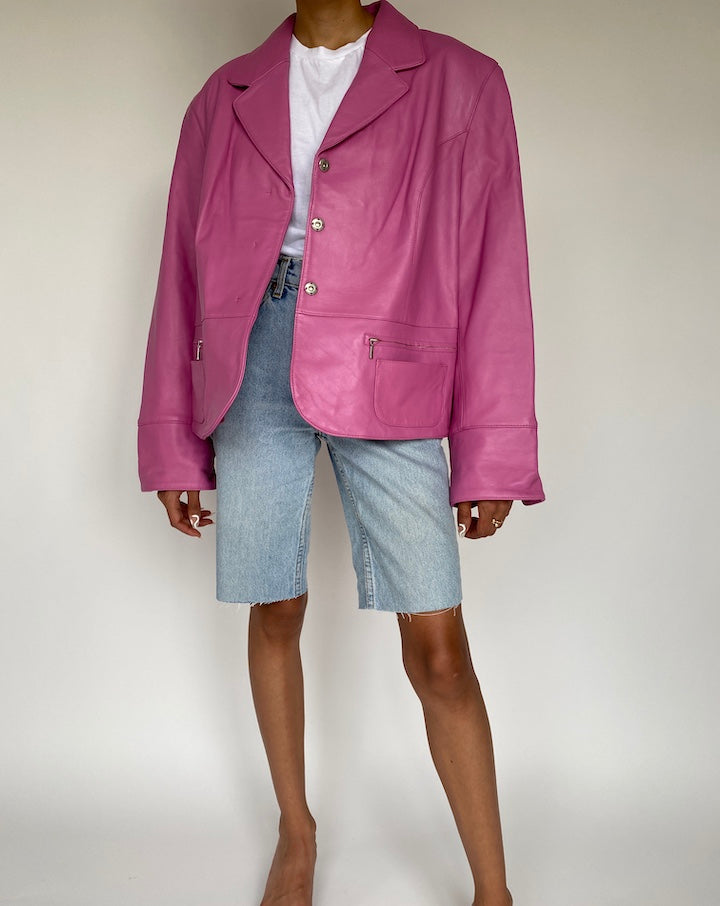VINTAGE PURPLE LEATHER JACKET 829-4