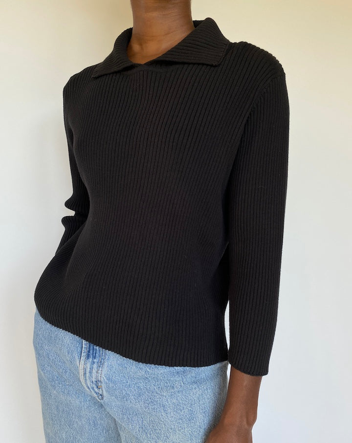 VINTAGE RIBBED BLACK TOP 1157-2