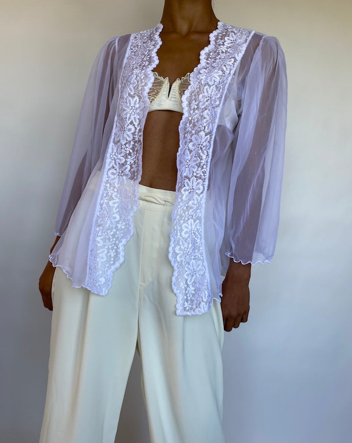 VINTAGE SHEER WHITE CARDIGAN 703-2