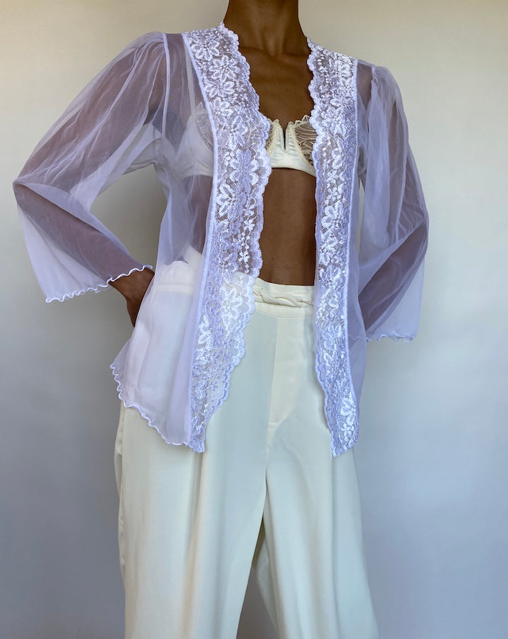 VINTAGE SHEER WHITE CARDIGAN 703-3