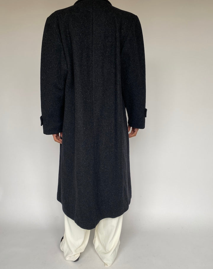 VINTAGE SLIGHTLY OVERSIZED DARK GREY LANA WOOL COAT 1261-2