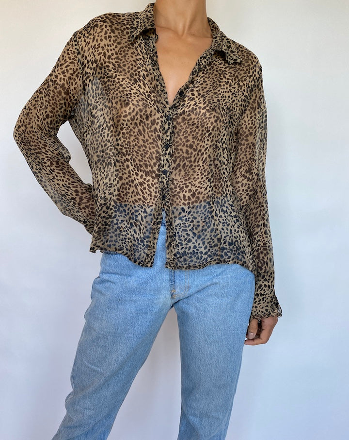 VINTAGE THIN ANIMAL PRINTED BLOUSE 490-3