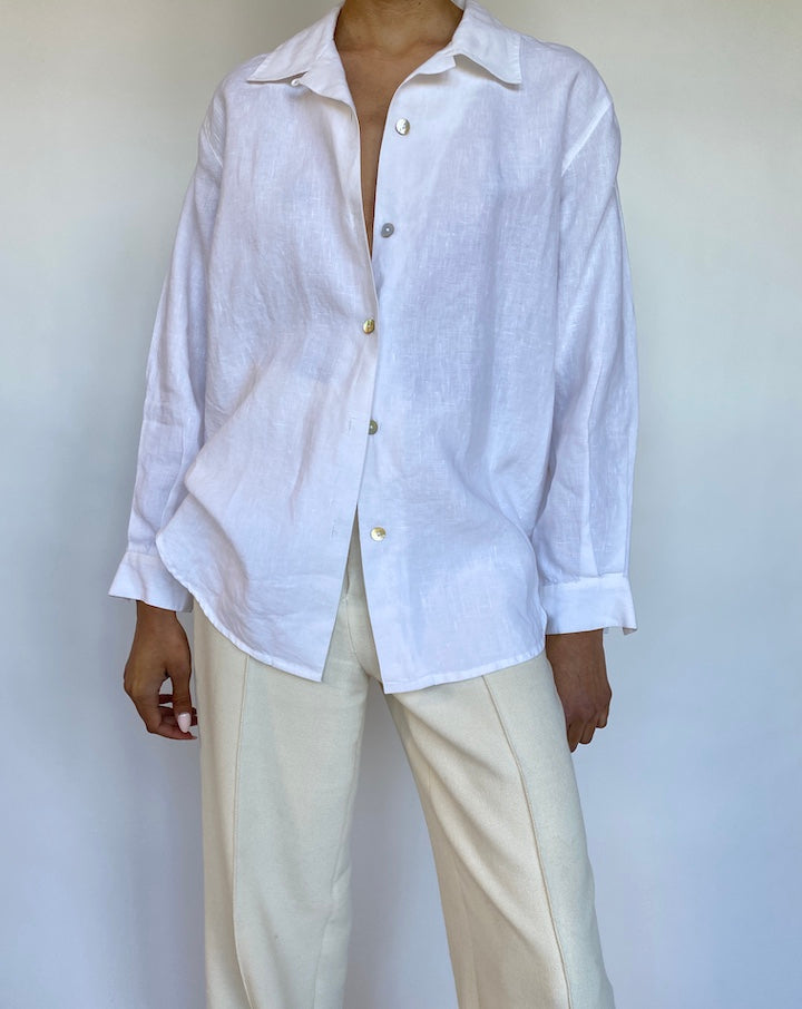 VINTAGE WHITE LINEN SHIRT 575-4